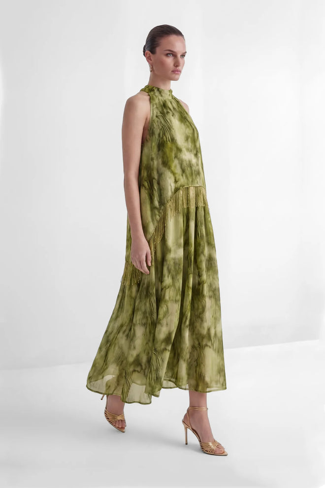 Reverie Halter Fringe Maxi Dress